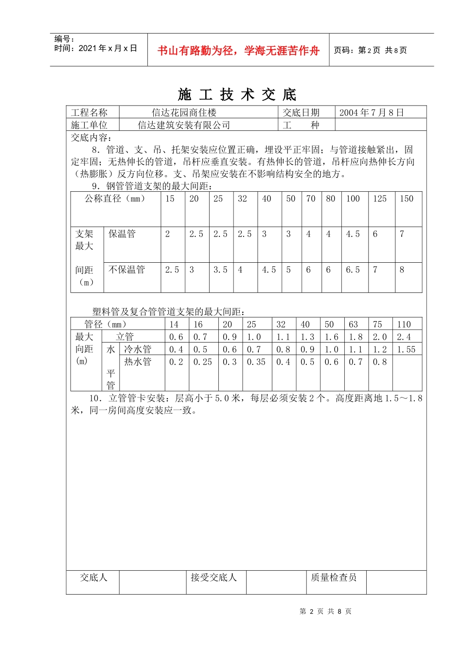 施工技术交底doc给排水采暖_第2页