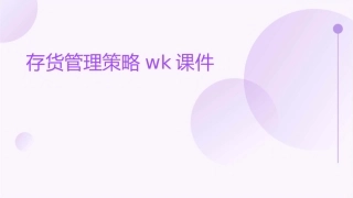 存货管理策略WK课件