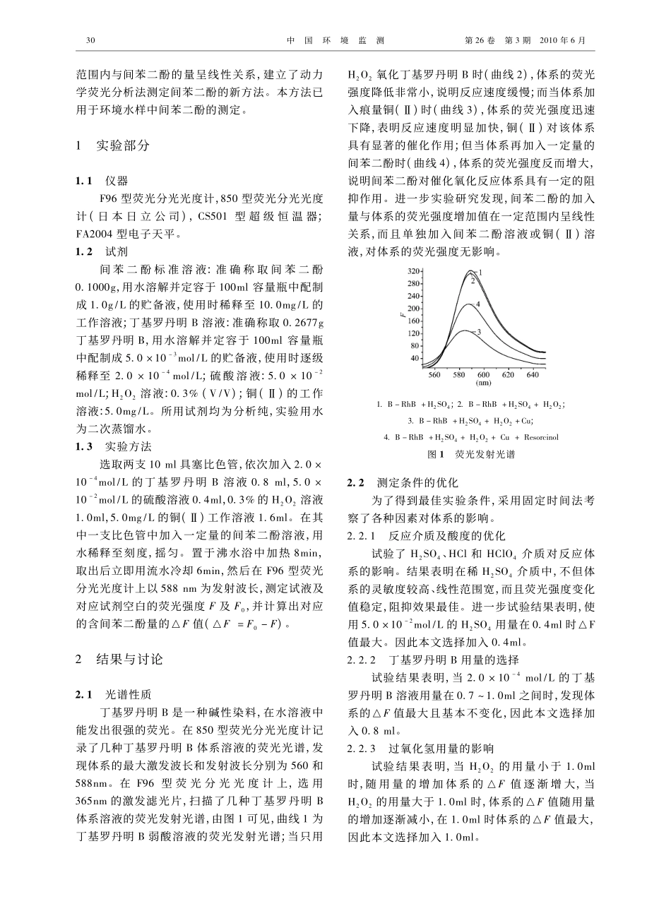 动力学荧光法测定环境水样中痕量间苯二酚_第2页