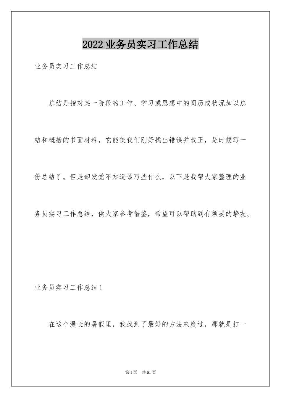 2024业务员实习工作总结_1_第1页