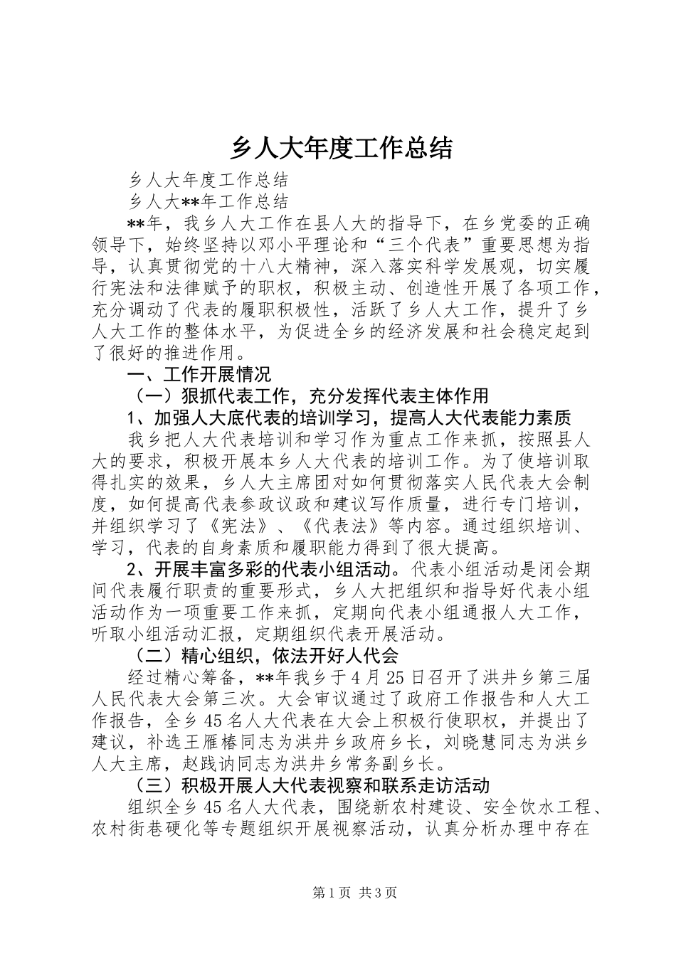 乡人大年度工作总结_第1页