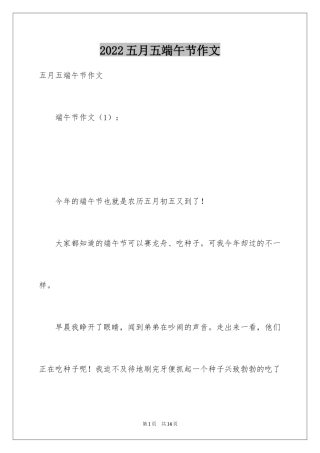 2024五月五端午节作文
