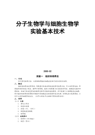 分子生物学与细胞生物学实验基本技术