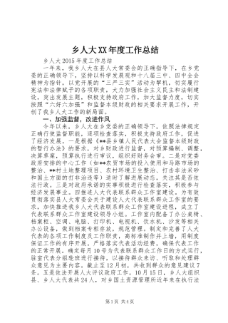 乡人大XX年度工作总结