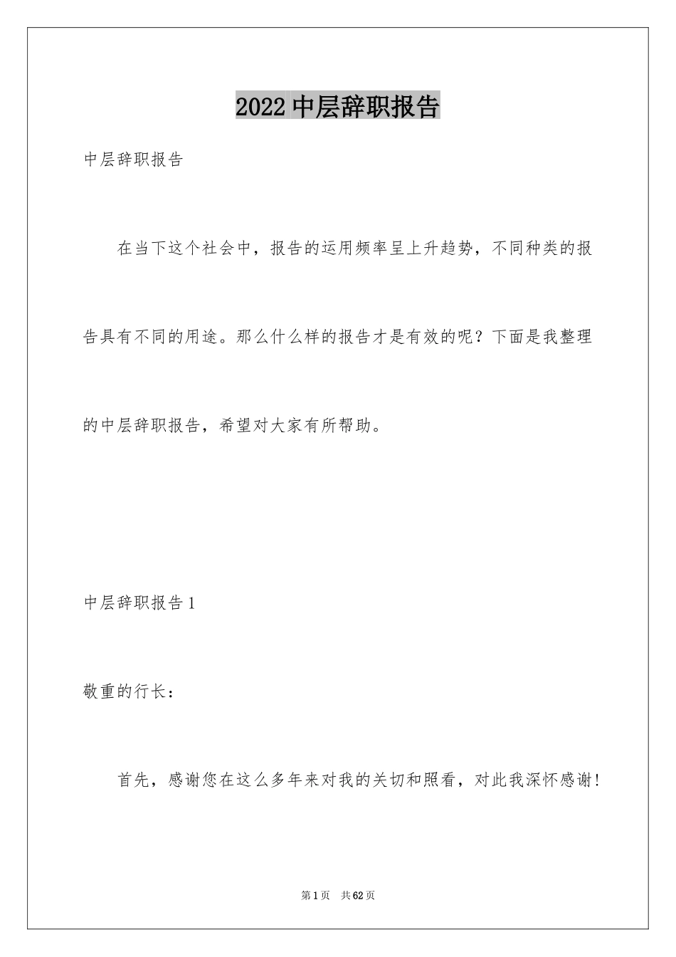 2024中层辞职报告_第1页