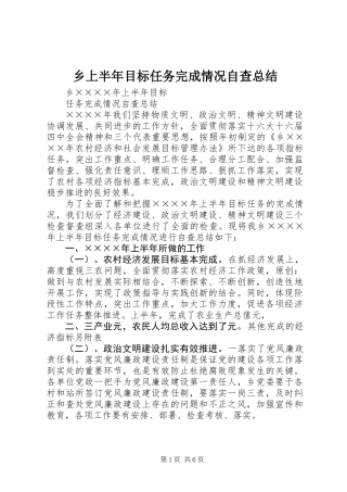 乡上半年目标任务完成情况自查总结