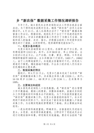 乡“新农保”数据采集工作情况调研报告