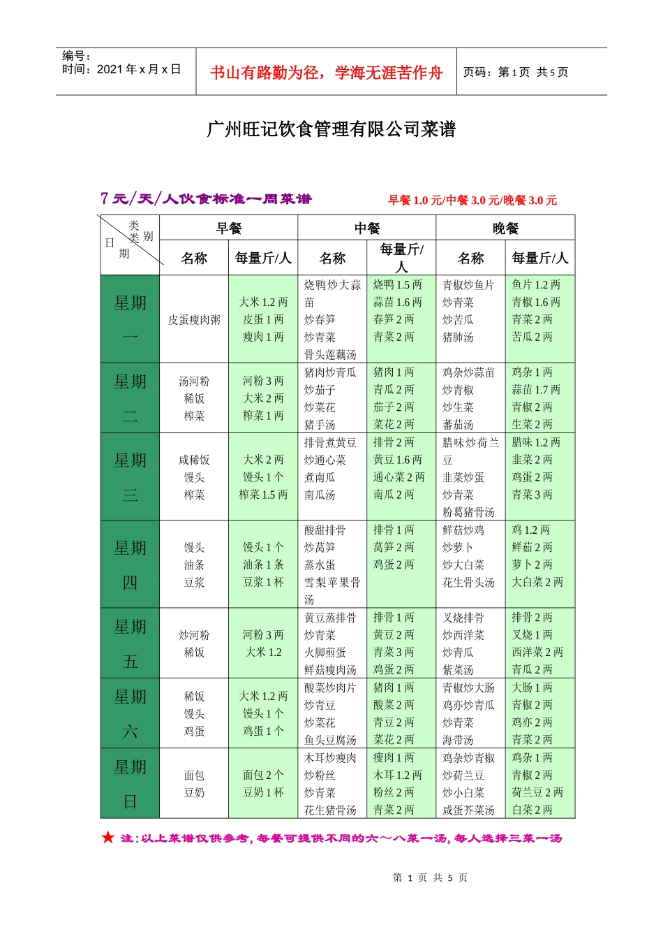 广州旺记饮食管理有限公司菜谱_第1页