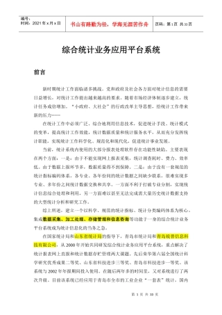 综合统计业务应用平台系统