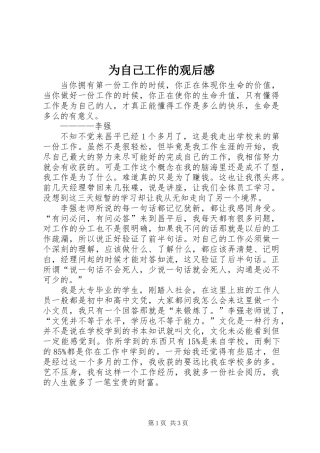 为自己工作的观后感