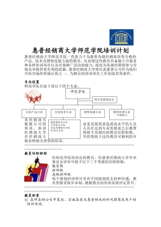 惠普经销商大学师范学院培训计划