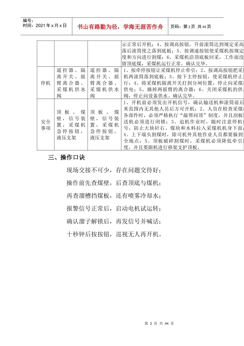 煤矿岗位描述与手指口述汇编_第2页