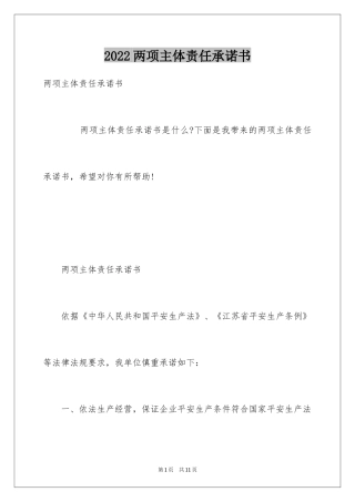 2024两项主体责任承诺书