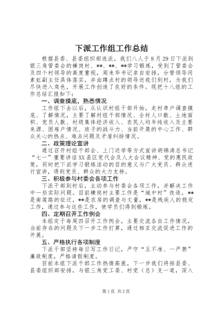 下派工作组工作总结