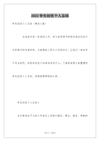 2024争先创优个人总结