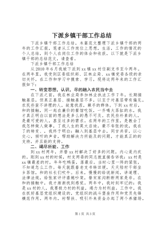 下派乡镇干部工作总结