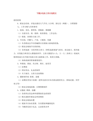 下期少先队工作计划范文 