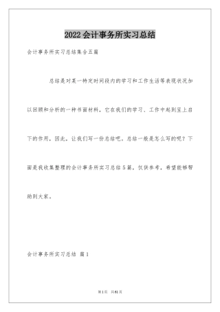 2024会计事务所实习总结
