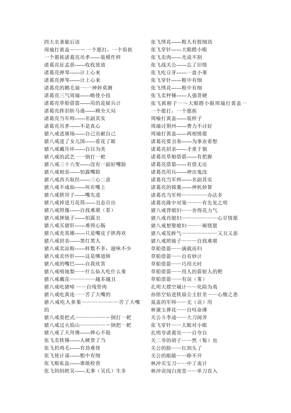 四大名著歇后语_第1页