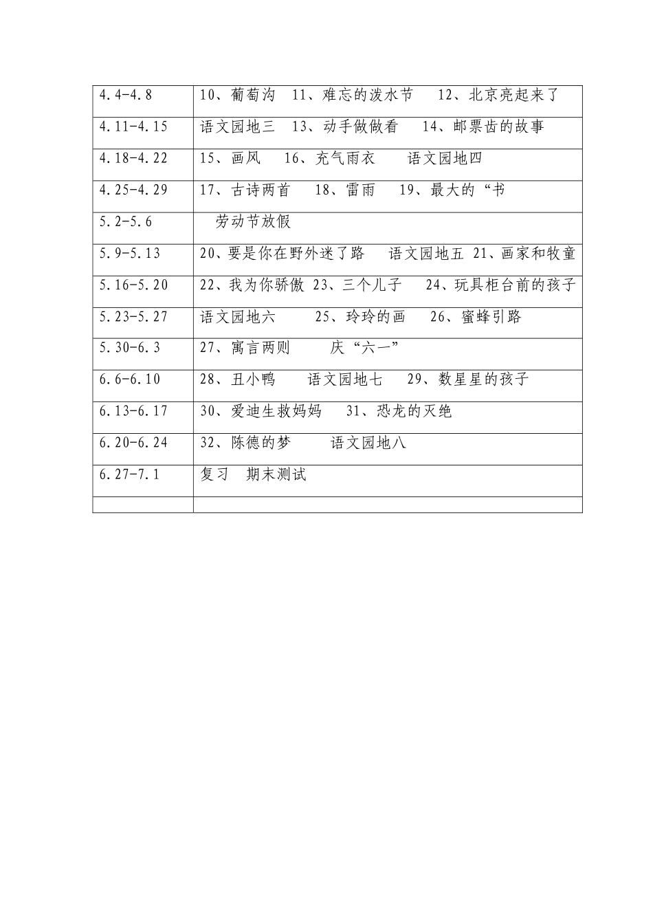 二下语文教学计划及进度(1)_第3页