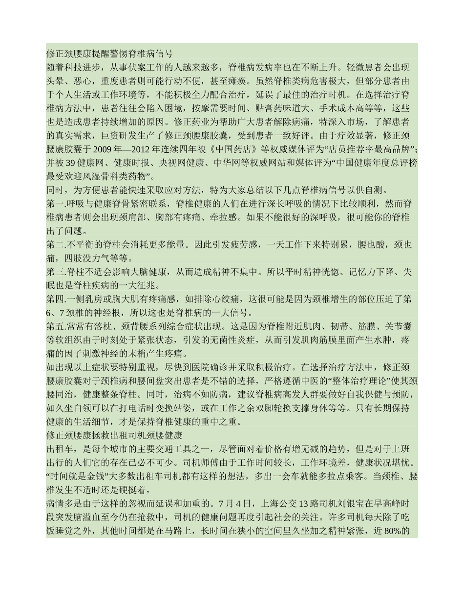 修正颈腰康胶囊新闻(精)_第1页