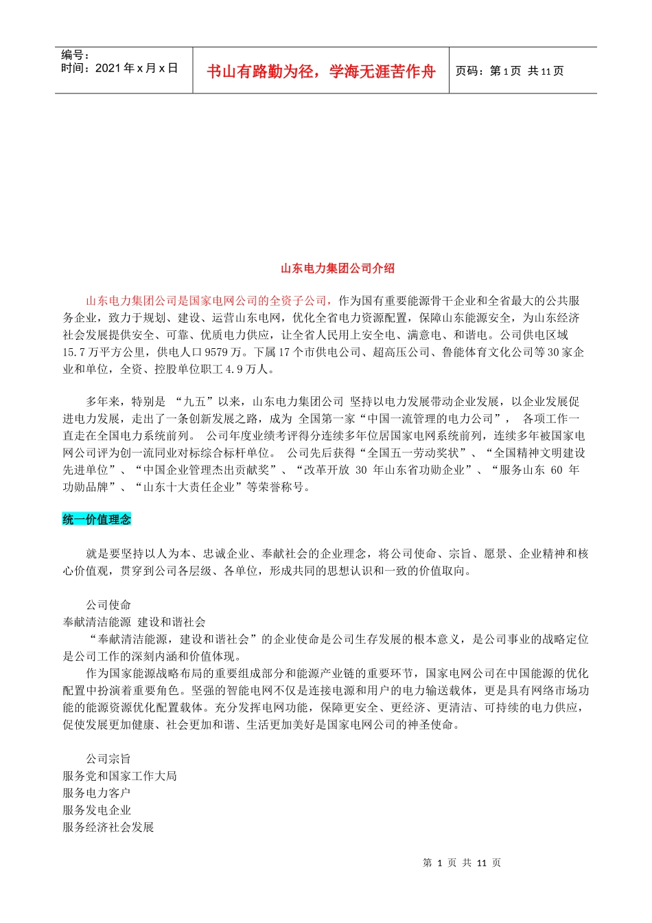 山东电力集团公司简要介绍_第1页