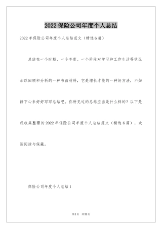 2024保险公司年度个人总结