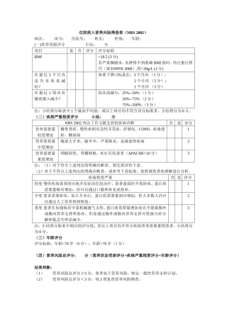 住院病人营养风险筛查表