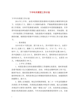 下半年共青团工作计划 