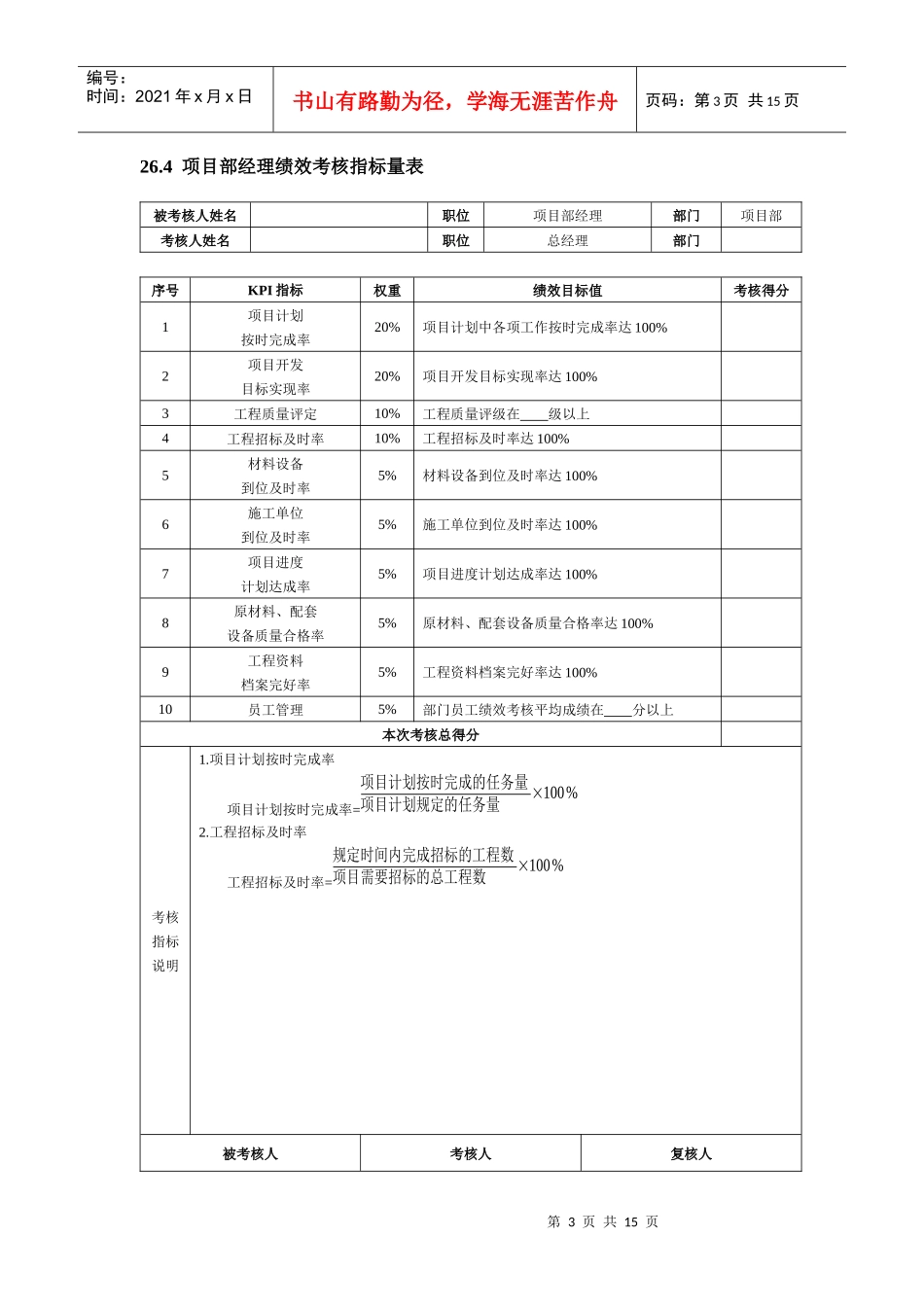 第26章 房地产企业绩效考核全案(DOC 15)_第3页