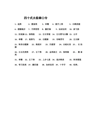 四十式太极拳口令