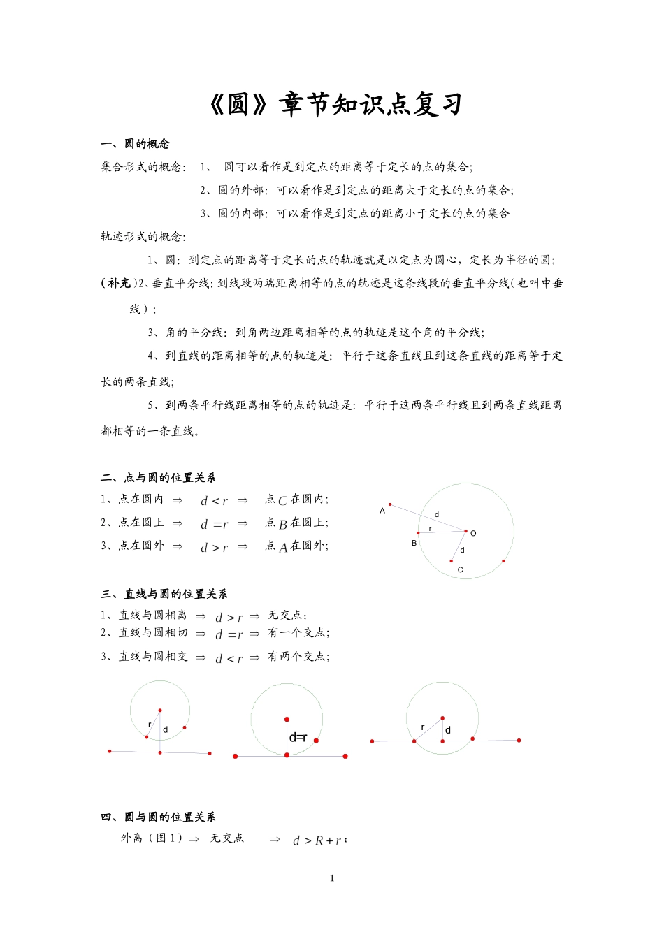 初三《圆》章节知识点复习专题_第1页