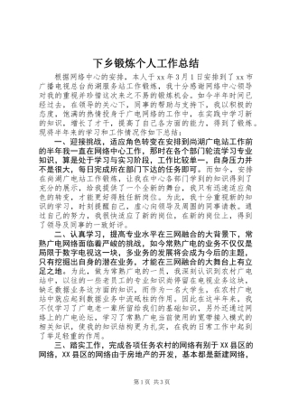 下乡锻炼个人工作总结