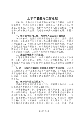 上半年老龄办工作总结