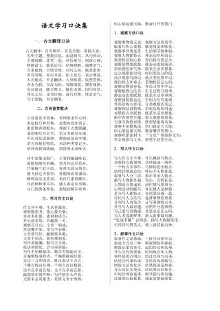 语文学习口诀1