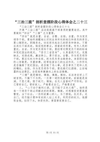 “三治三提”剖析查摆阶段心得体会之二十三 
