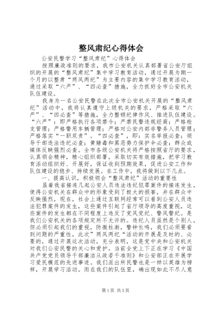 整风肃纪心得体会 