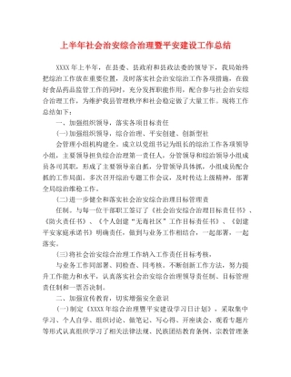 上半年社会治安综合治理暨平安建设工作总结 