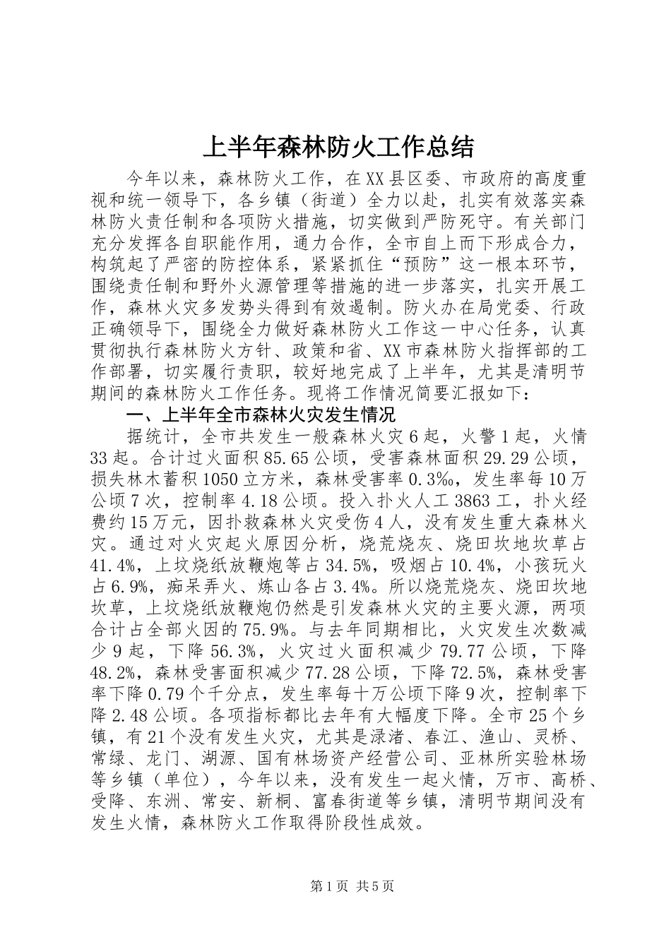 上半年森林防火工作总结 (2)_第1页