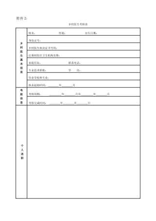 乡村医生考核表