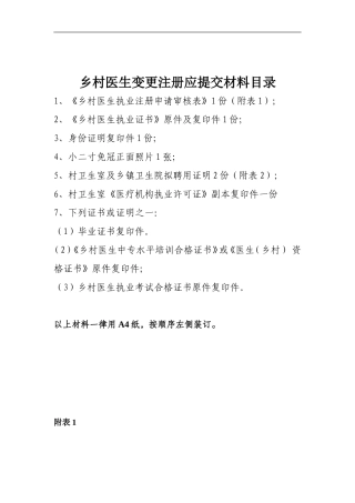 乡村医生变更注册申请表