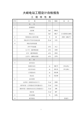 大峡电站工程设计自检报告