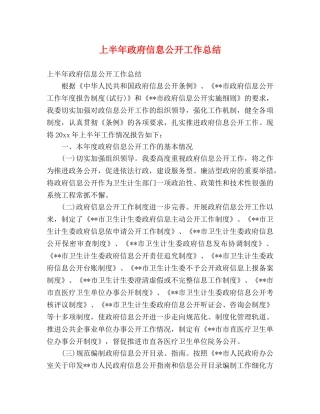 上半年政府信息公开工作总结 