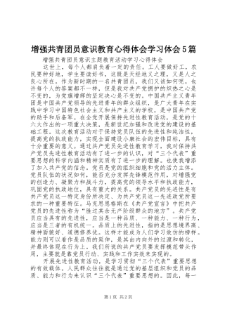 增强共青团员意识教育心得体会学习体会5篇 