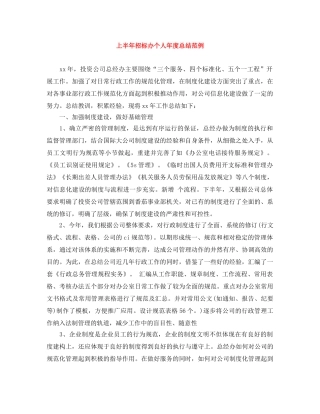 上半年招标办个人年度总结范例 
