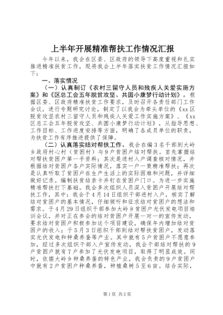 上半年开展精准帮扶工作情况汇报