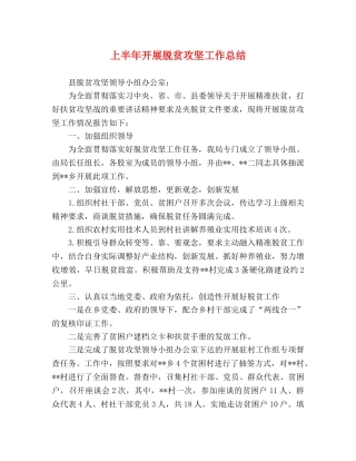 上半年开展脱贫攻坚工作总结 