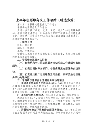 上半年志愿服务队工作总结(精选多篇)