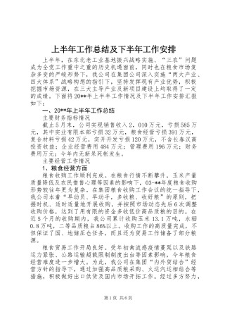 上半年工作总结及下半年工作安排