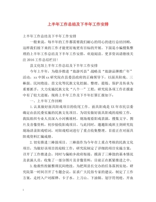 上半年工作总结及下半年工作安排 